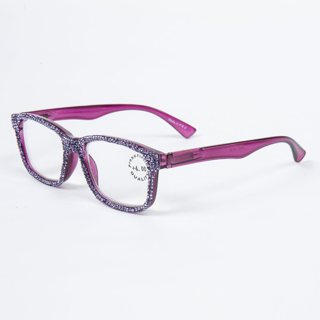 Handmade Rhinestone Rectangle Reader Glasses G0540