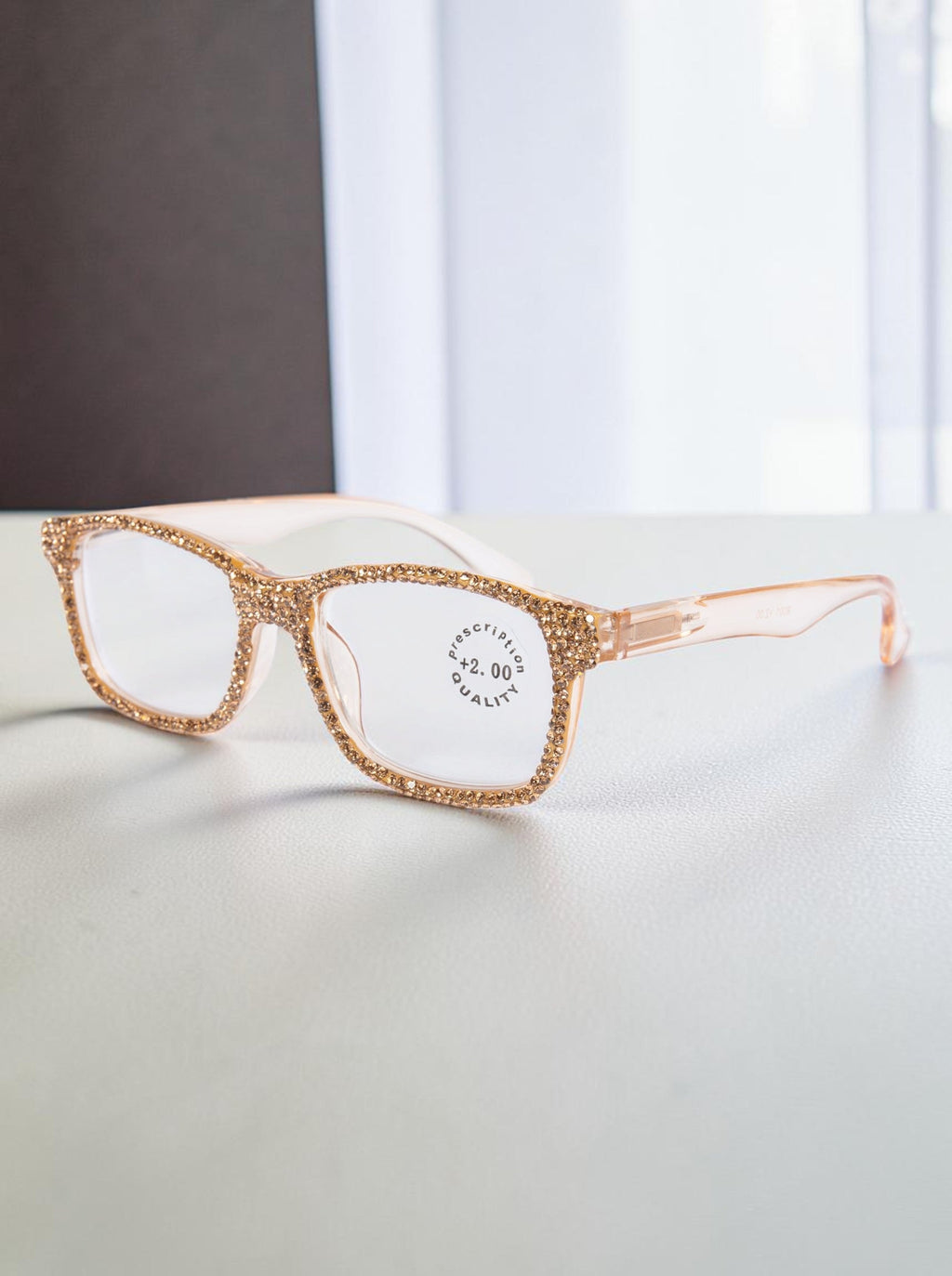 Handmade Rhinestone Rectangle Reader Glasses G0540