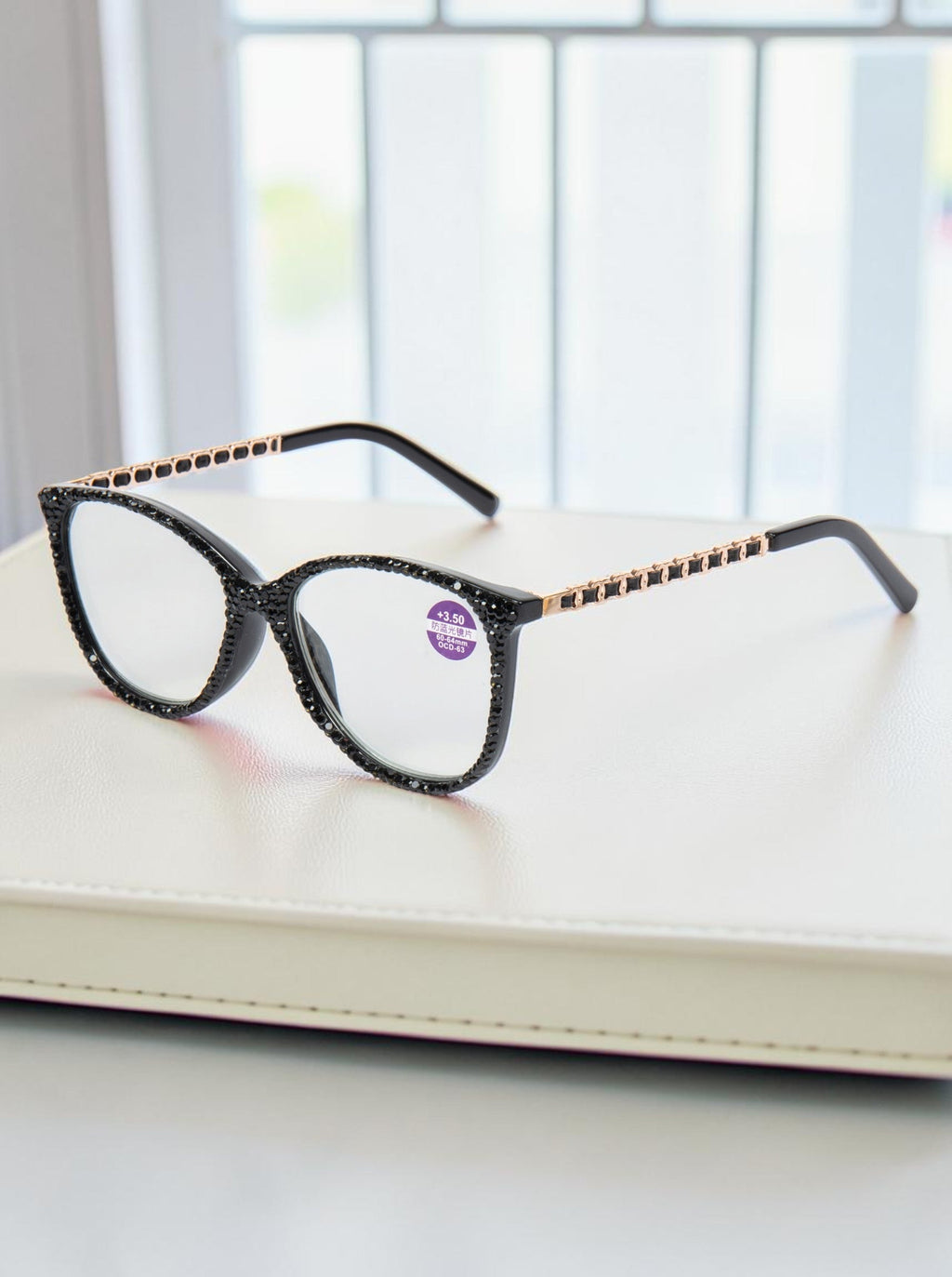 Handmade Rhinestone Rectangle Reader Glasses G0542