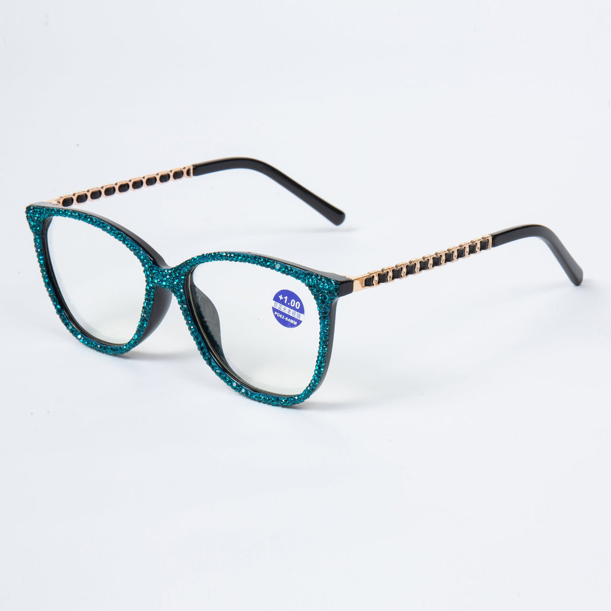 Handmade Rhinestone Rectangle Reader Glasses G0542