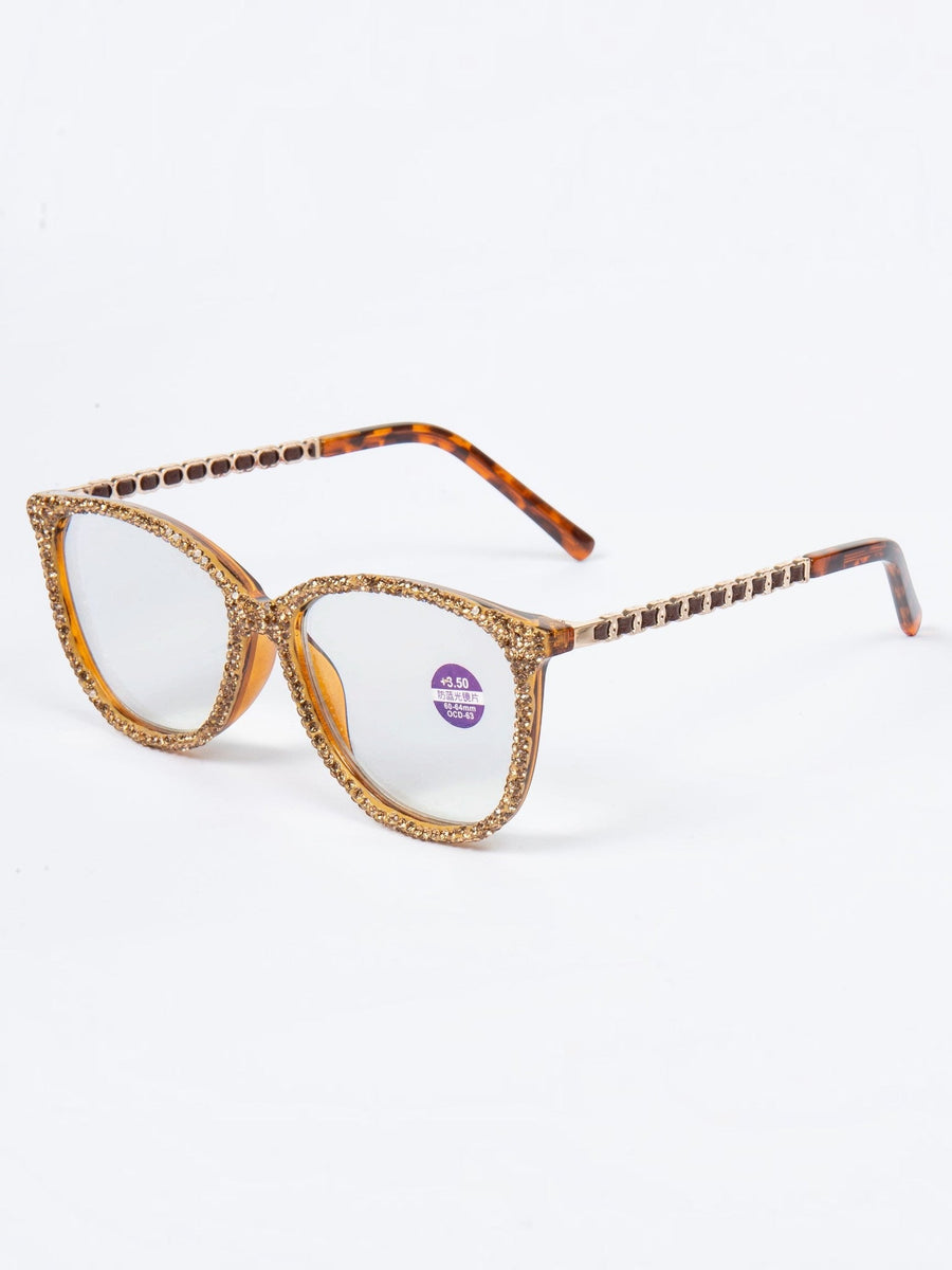 Handmade Rhinestone Rectangle Reader Glasses G0542