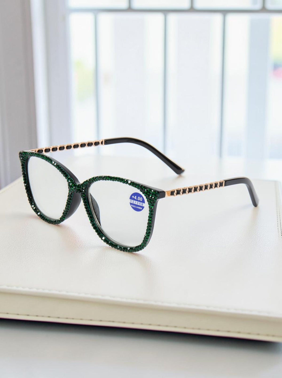 Handmade Rhinestone Rectangle Reader Glasses G0542
