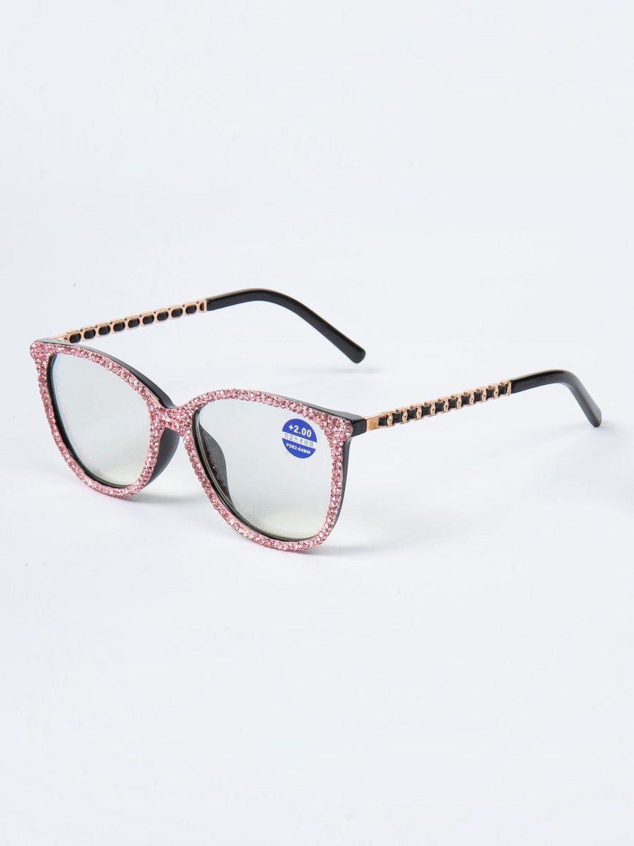 Handmade Rhinestone Rectangle Reader Glasses G0542