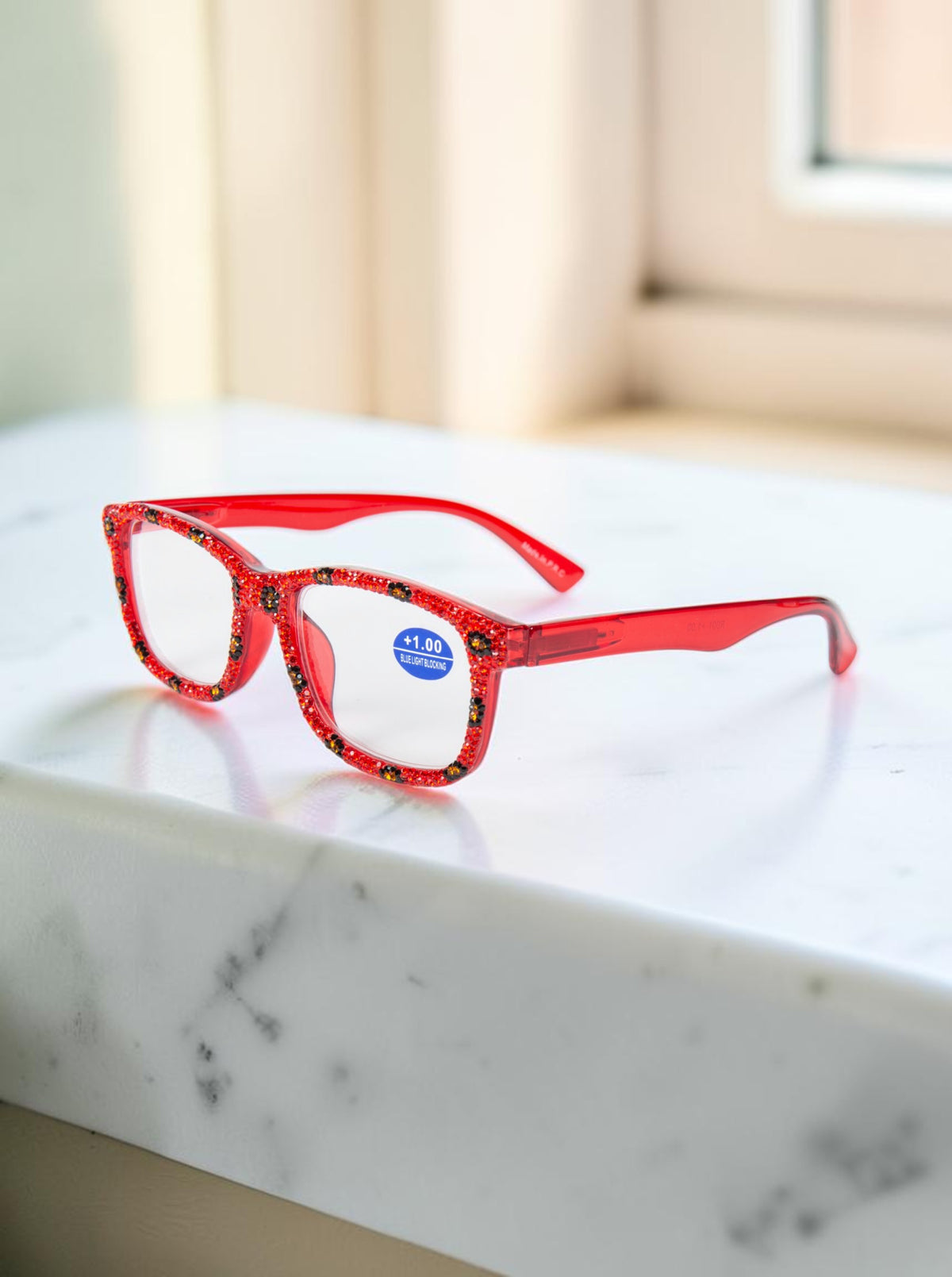 Handmade Rhinestone Rectangle Reader Glasses G0559