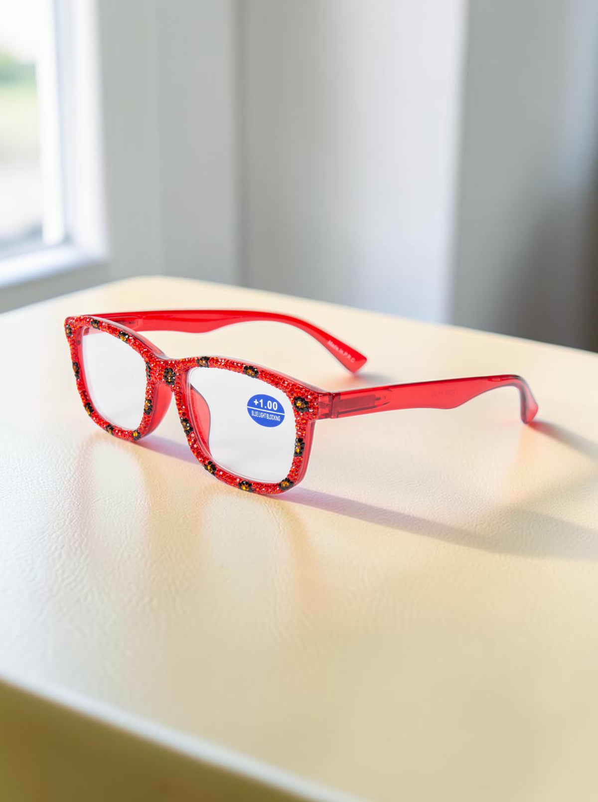 Handmade Rhinestone Rectangle Reader Glasses G0559