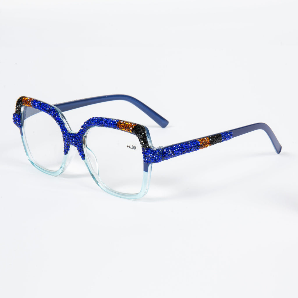 Handmade Rhinestone Rectangle Reader Glasses G0560