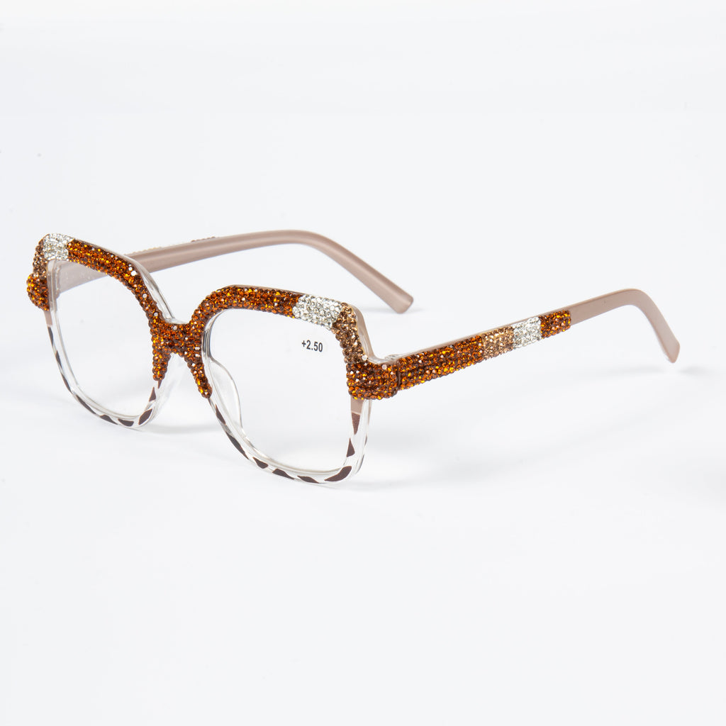 Handmade Rhinestone Rectangle Reader Glasses G0560