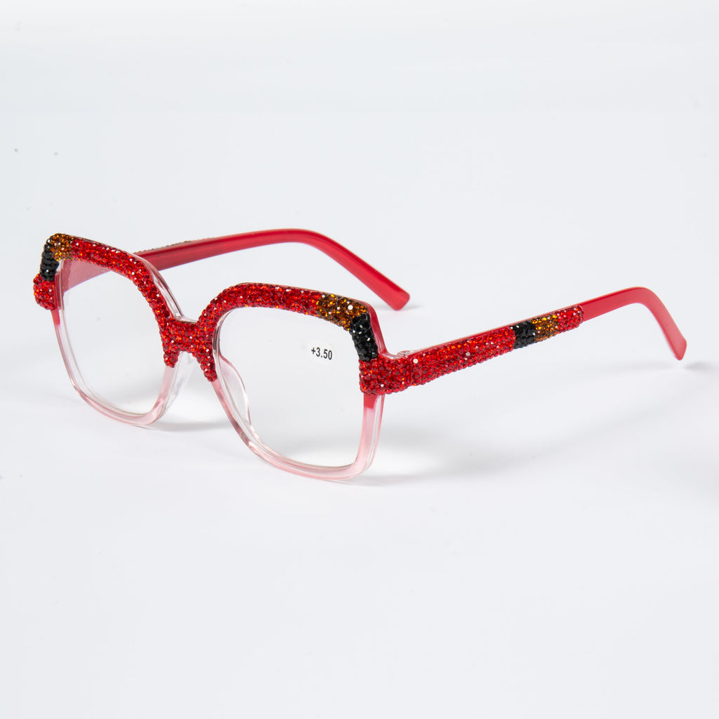 Handmade Rhinestone Rectangle Reader Glasses G0560
