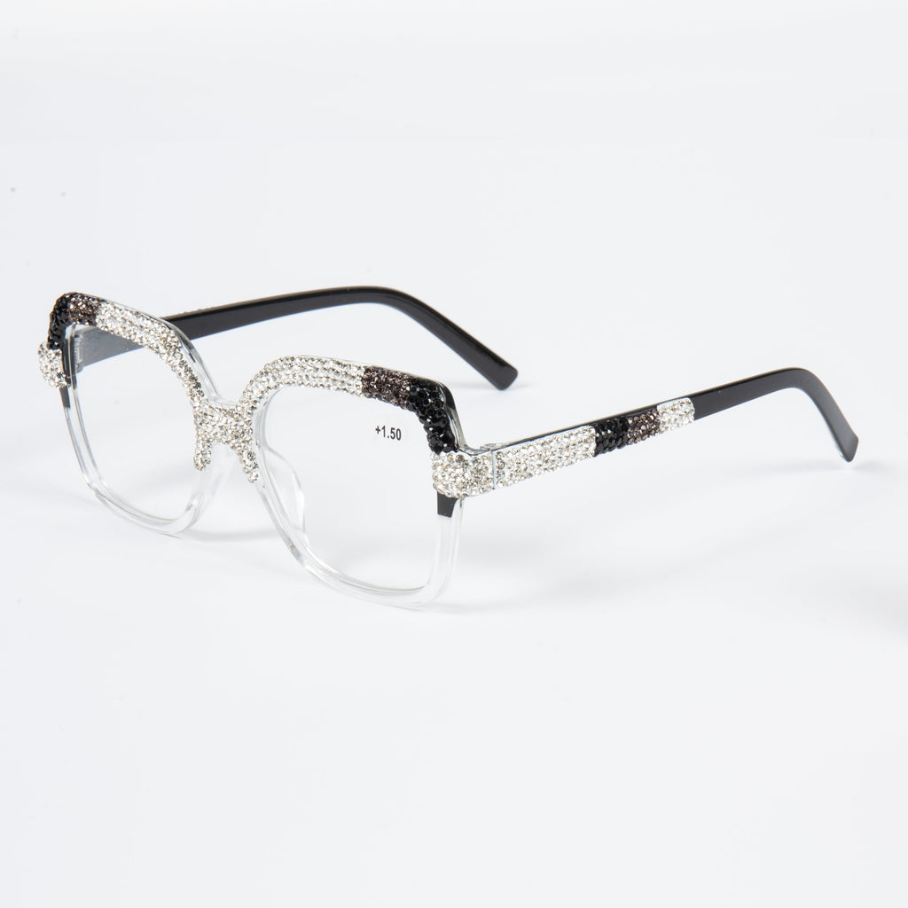 Handmade Rhinestone Rectangle Reader Glasses G0560