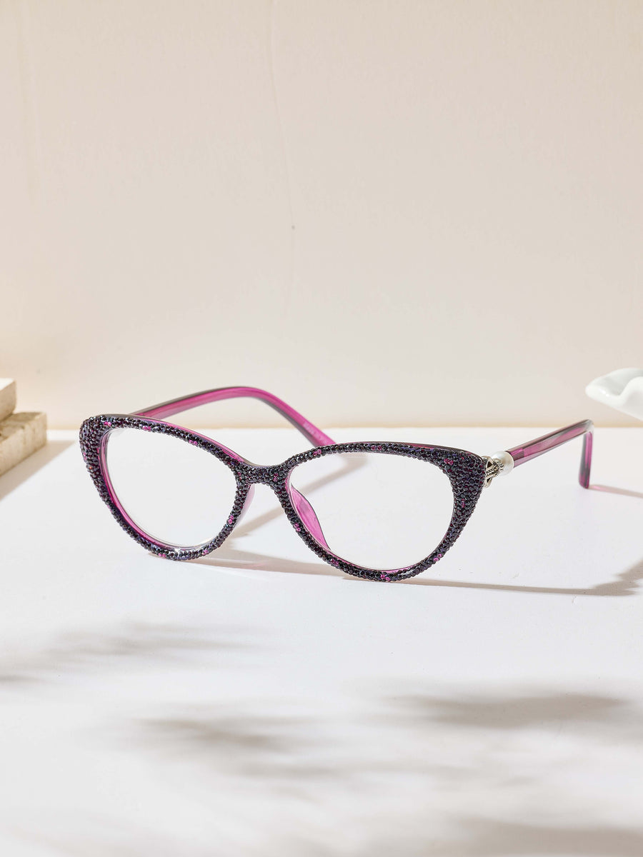 Handmade Rhinestone Cat-Eye Reader Glasses G0573