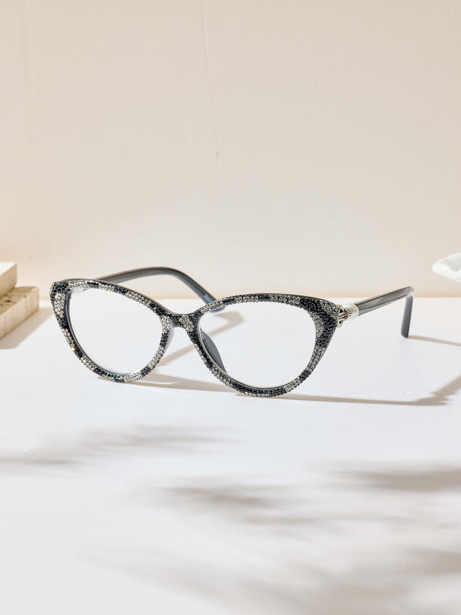 Handmade Rhinestone Cat-Eye Reader Glasses G0574