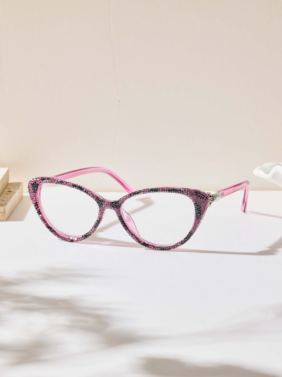 Handmade Rhinestone Cat-Eye Reader Glasses G0574
