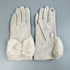 Bow Faux Fur Touch Screen Gloves GL0059