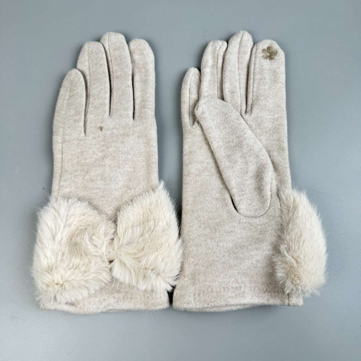 Bow Faux Fur Touch Screen Gloves GL0059