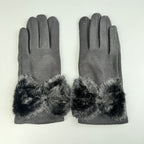 Bow Faux Fur Touch Screen Gloves GL0059