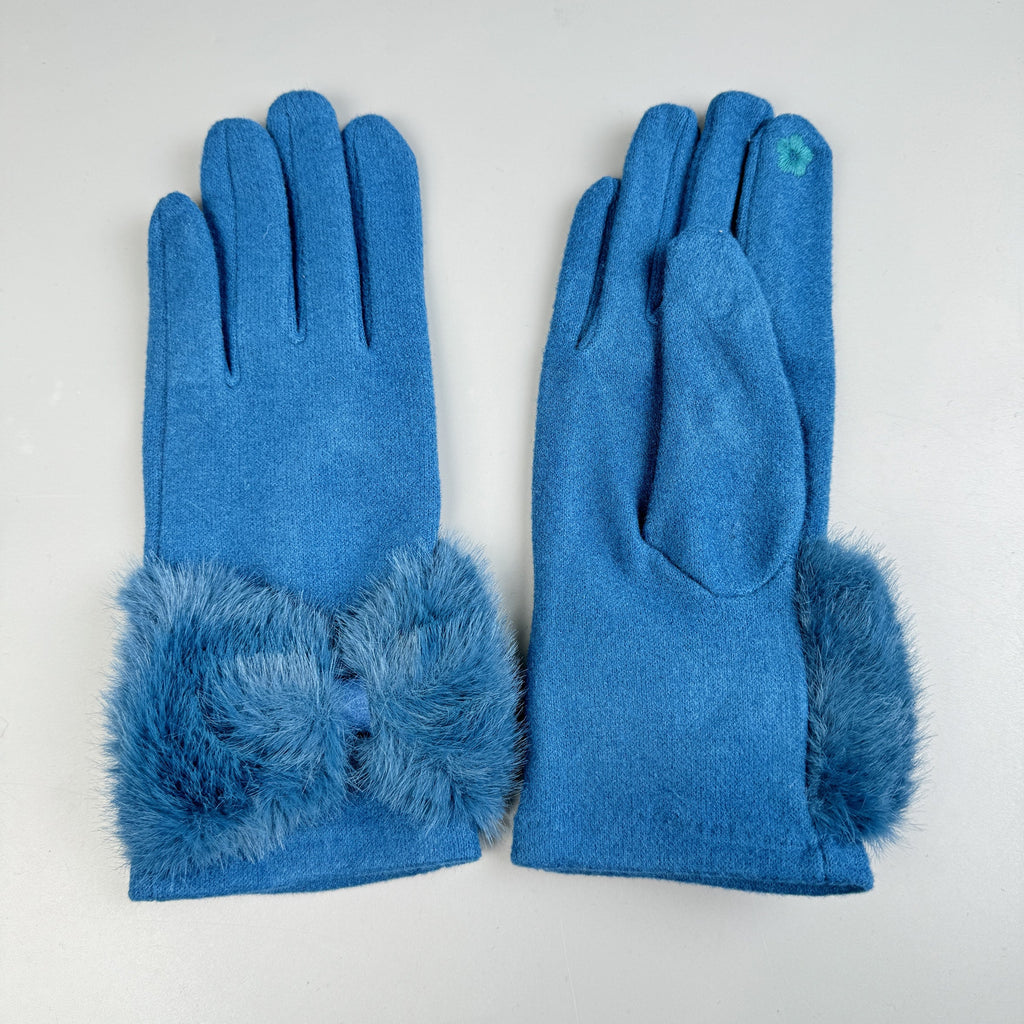 Bow Faux Fur Touch Screen Gloves GL0059