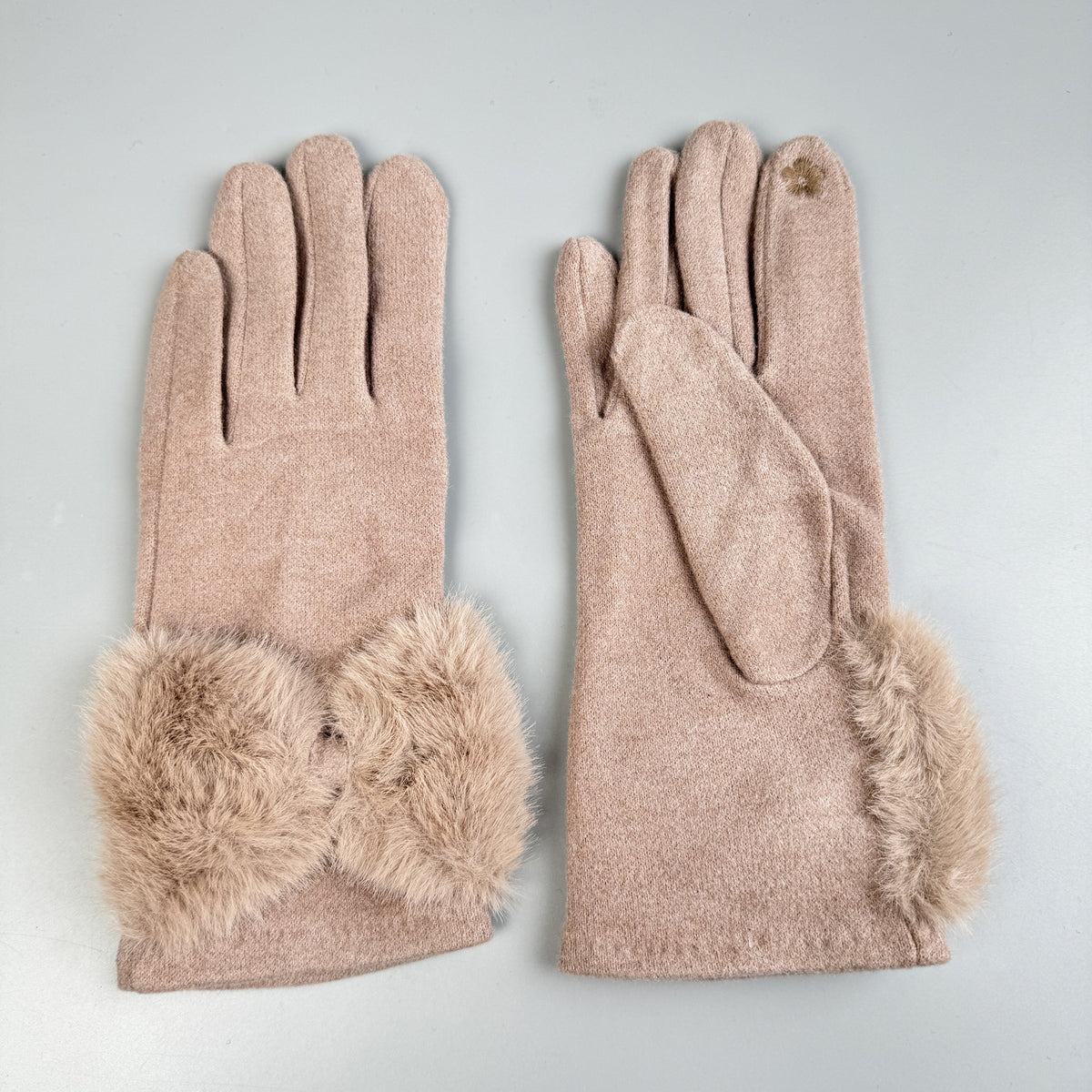 Bow Faux Fur Touch Screen Gloves GL0059