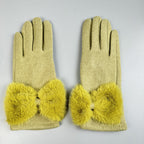 Bow Faux Fur Touch Screen Gloves GL0059