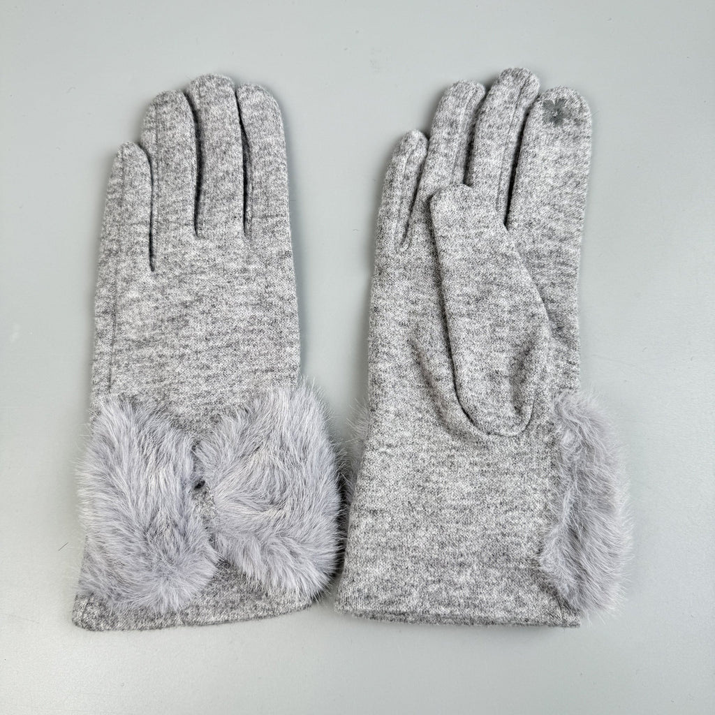 Bow Faux Fur Touch Screen Gloves GL0059