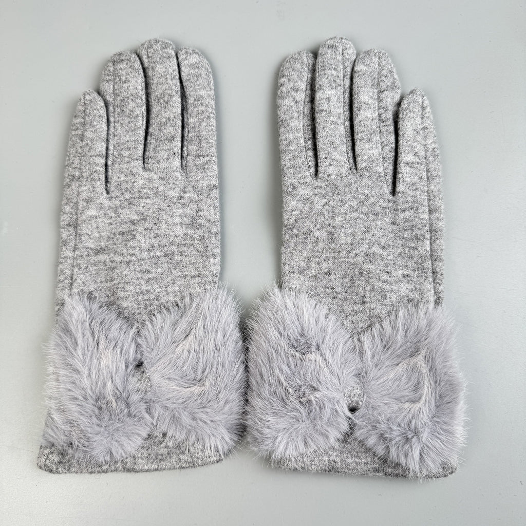 Bow Faux Fur Touch Screen Gloves GL0059
