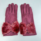 Bow Faux Fur Touch Screen Gloves GL0059