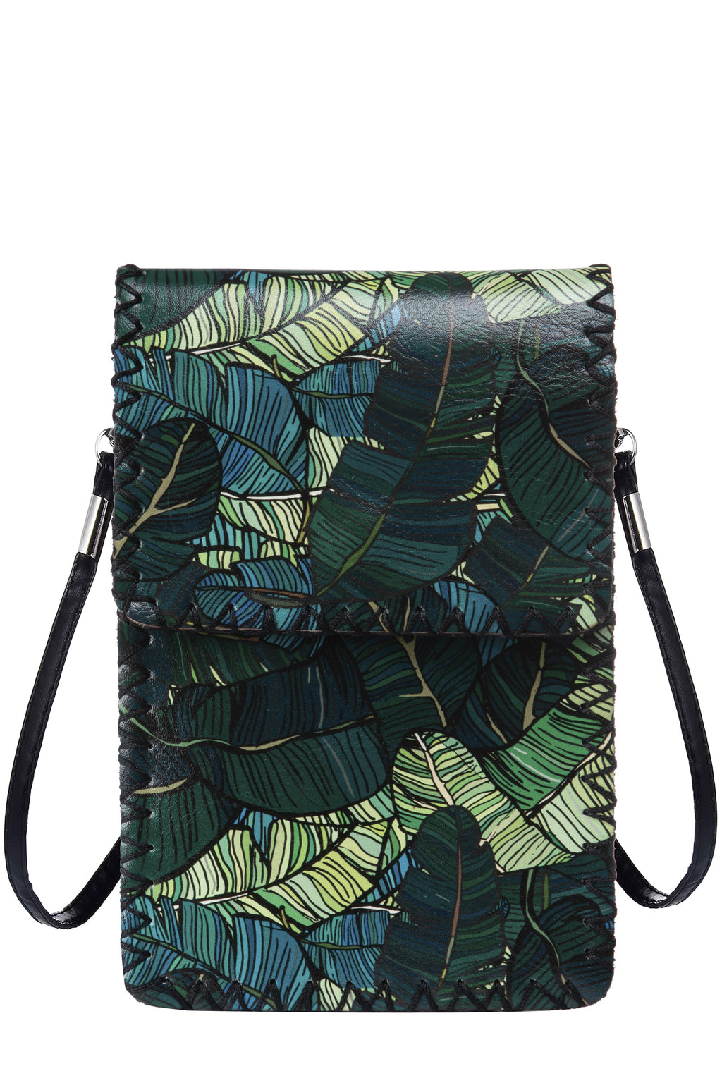 Leaves Print Hand Stitch Crossbody Bag HB0580-117