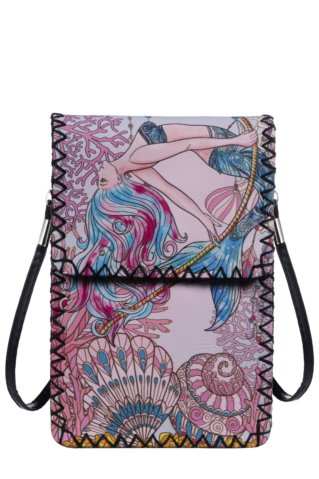 Mermaid Print Hand Stitch Crossbody Bag HB0580-NO.206