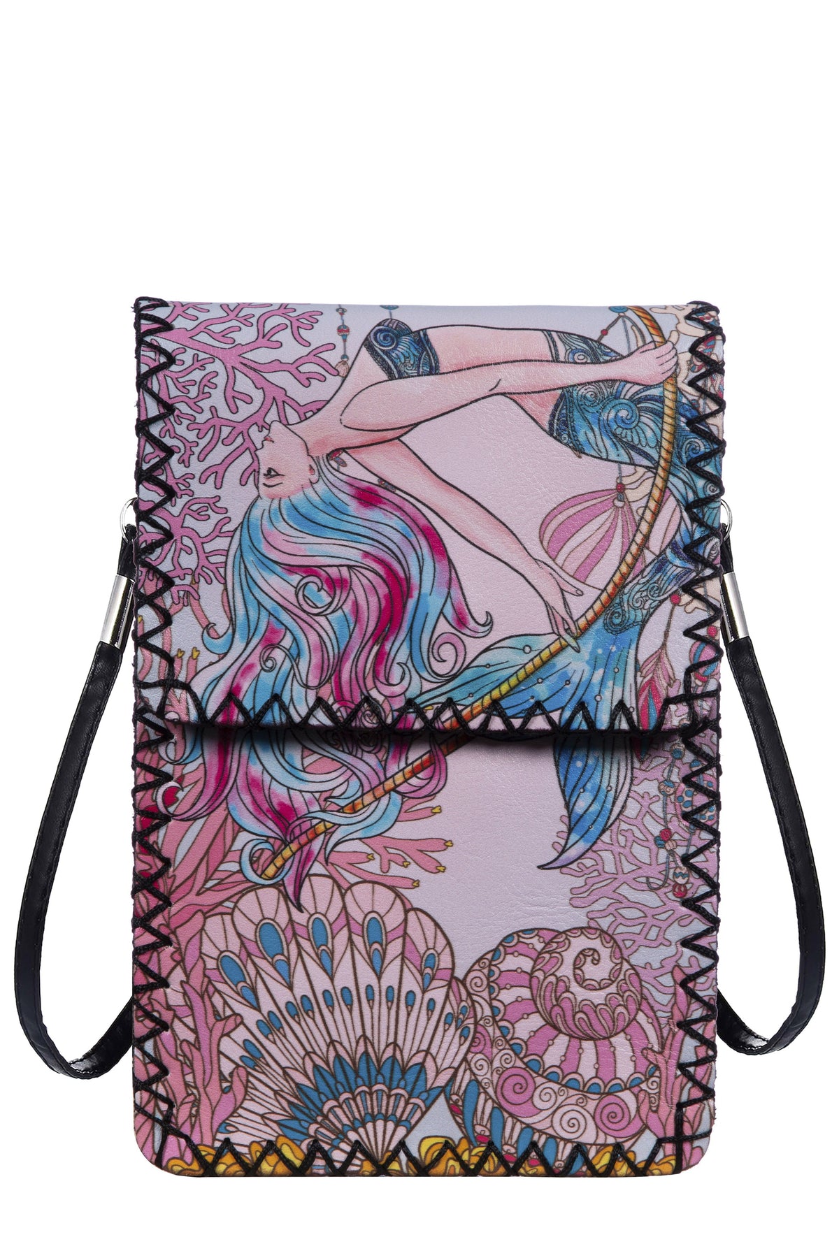 Mermaid Print Hand Stitch Crossbody Bag HB0580-NO.206