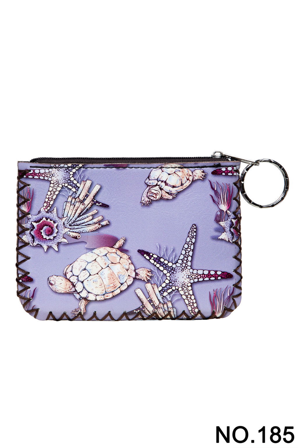 Sealife Print Hand Stitch Coin Purse HB0665 - NO.185PU