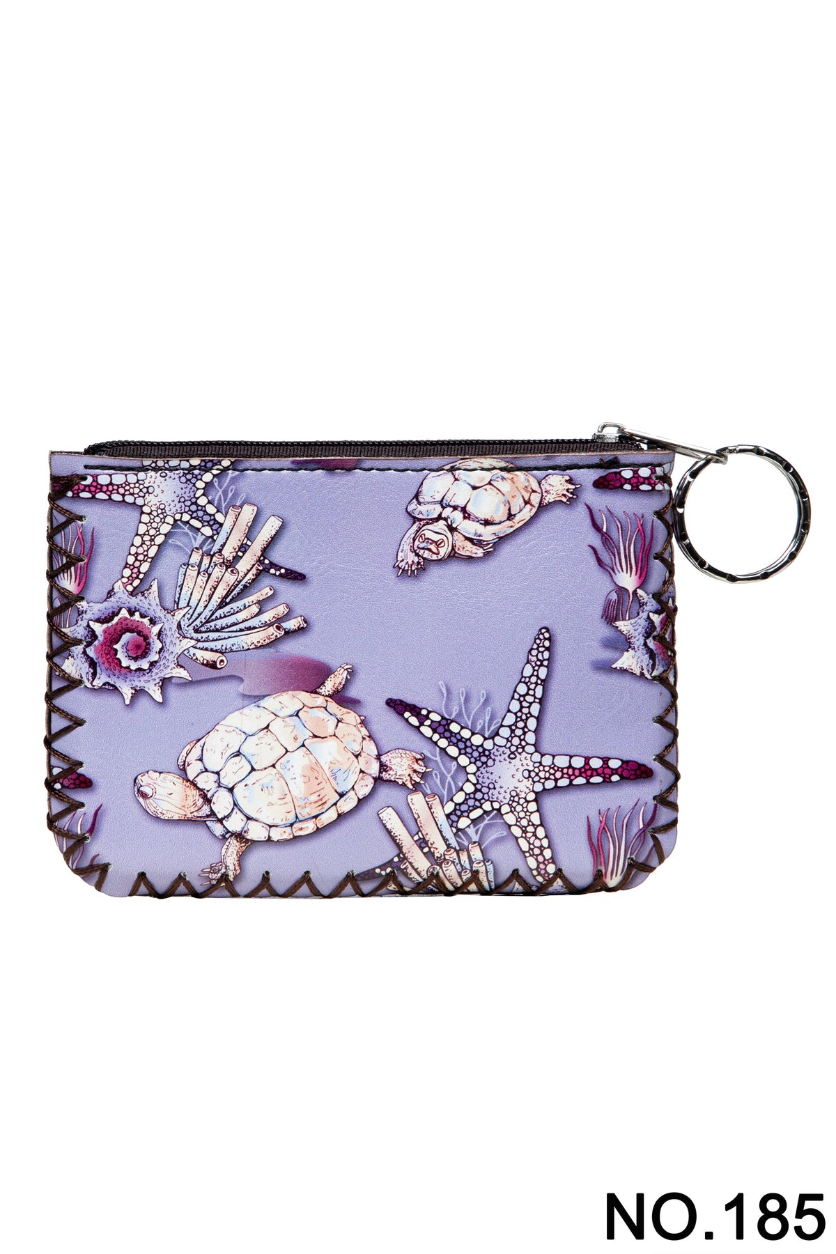 Sealife Print Hand Stitch Coin Purse HB0665 - NO.185PU