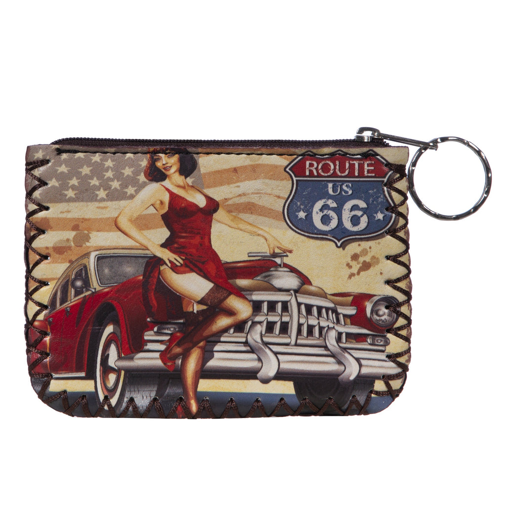 Route 66 Print Hand Stitch Coin Purse HB0665-NO.205