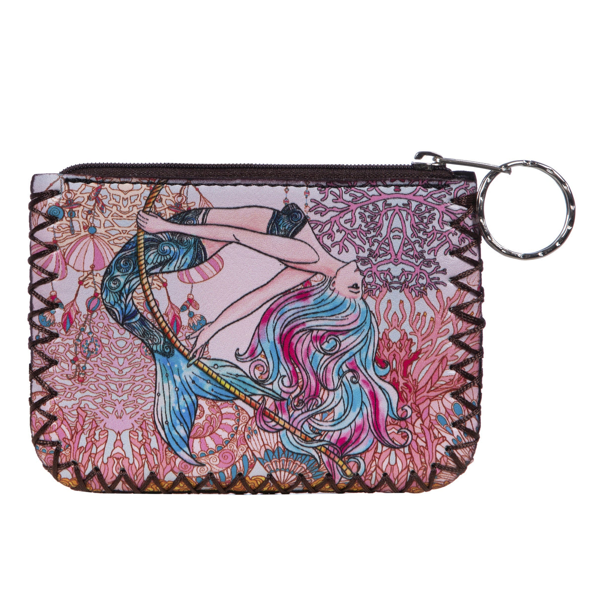 Mermaid Print Hand Stitch Coin Purse HB0665-NO.206