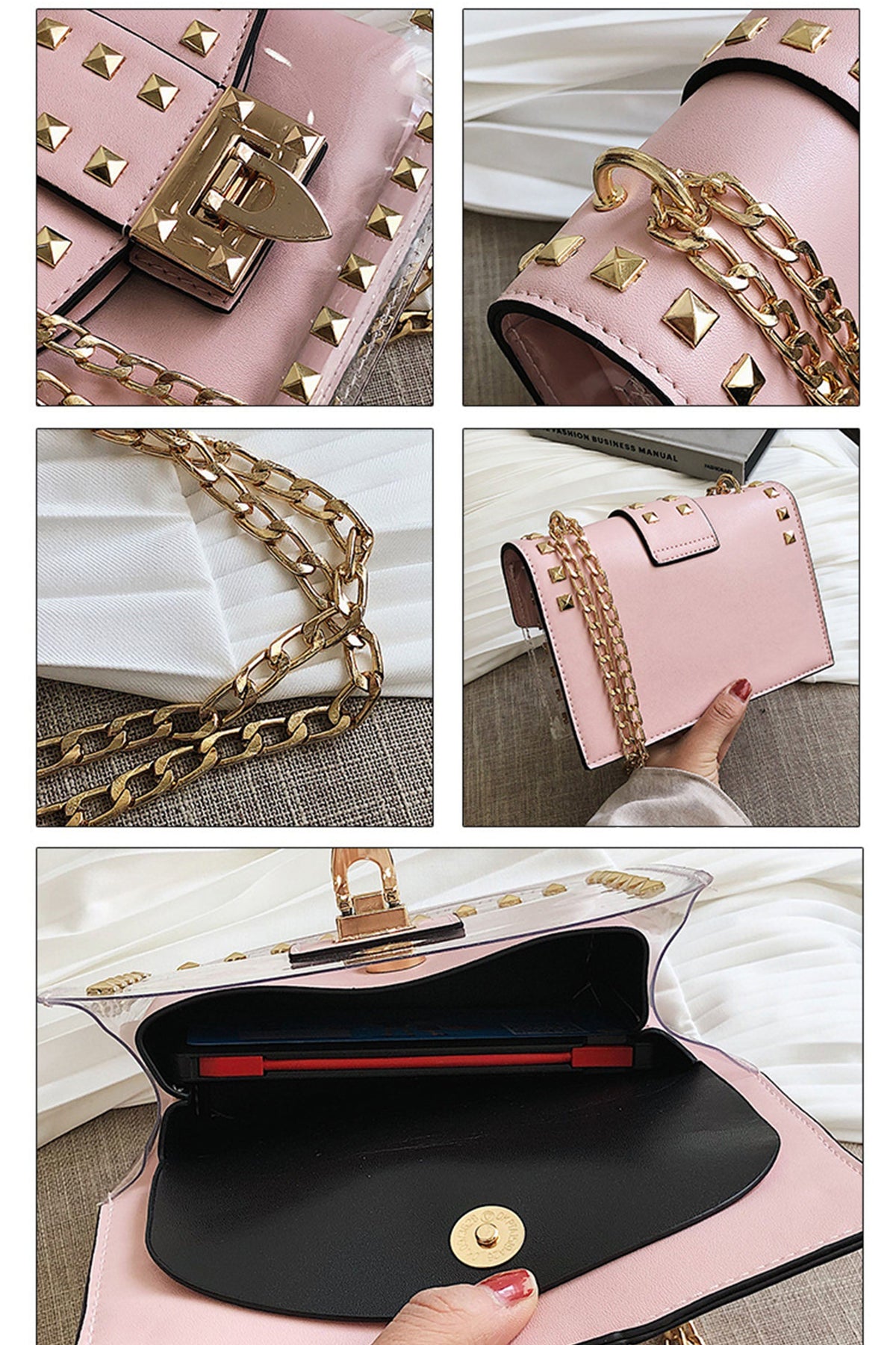 Rivet Transparent Crossbody Bags HB0835