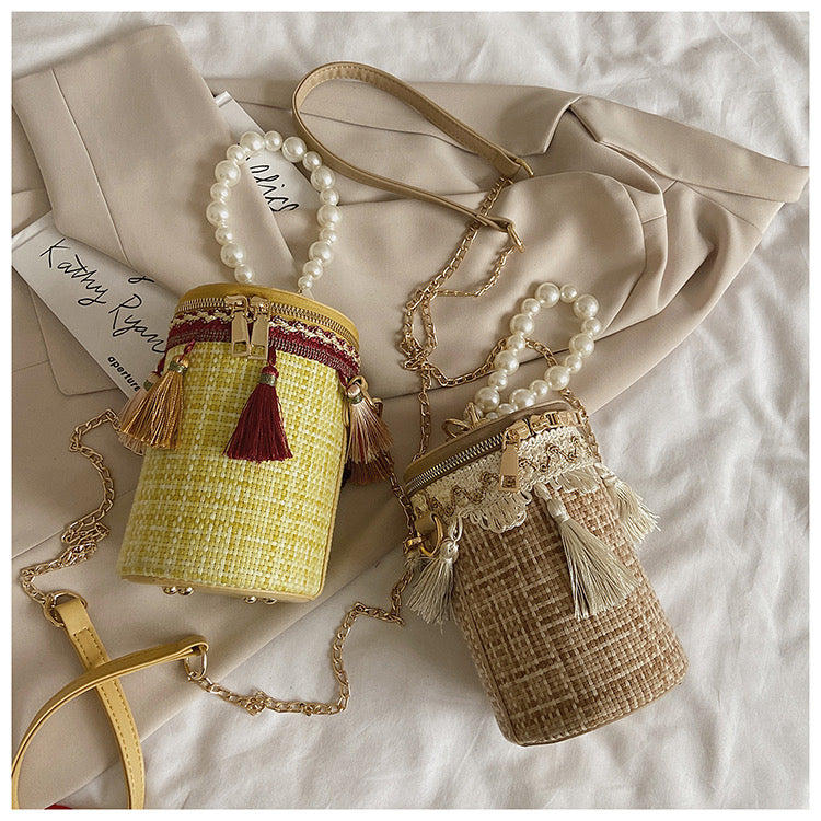 Tassel Cylinder Crossbody Handbags HB0976