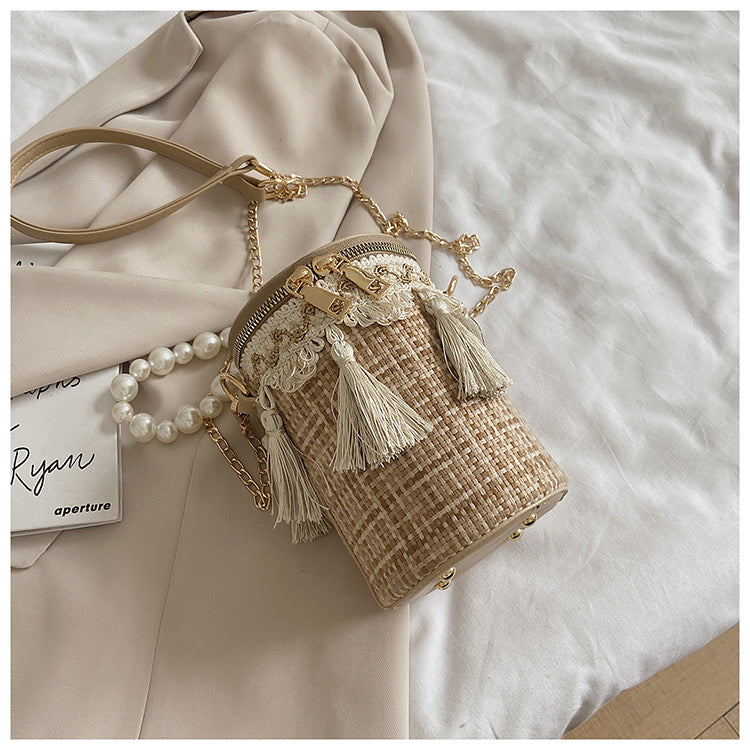 Tassel Cylinder Crossbody Handbags HB0976