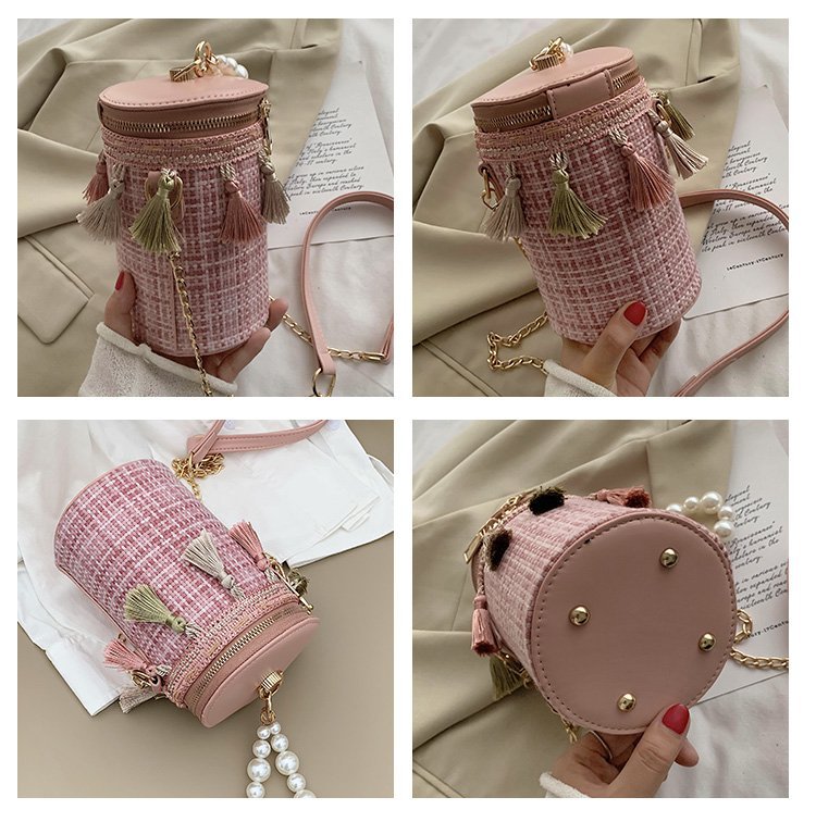 Tassel Cylinder Crossbody Handbags HB0976