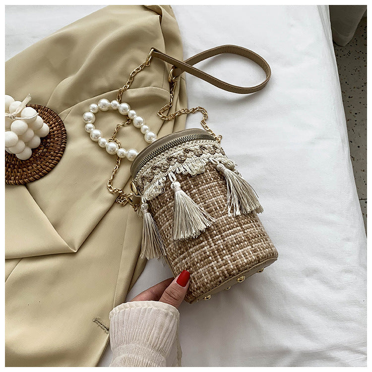 Tassel Cylinder Crossbody Handbags HB0976