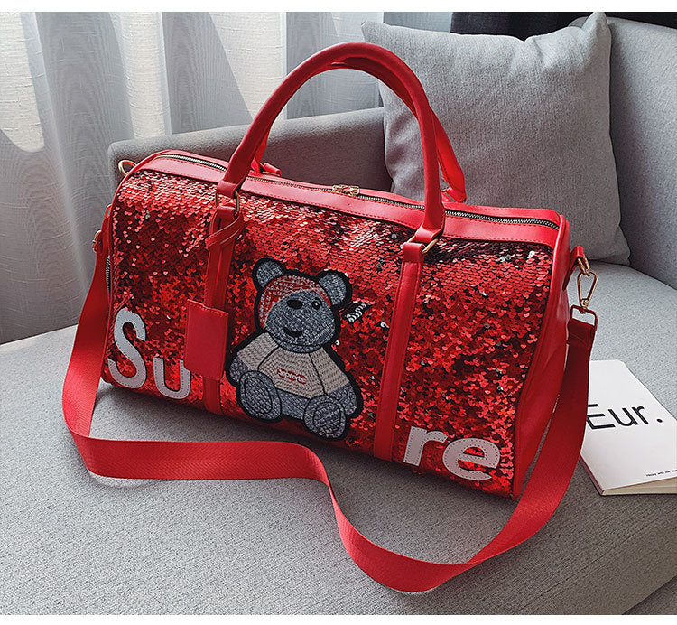 Bear Sequins Tote Handbags HB1016