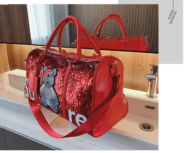 Bear Sequins Tote Handbags HB1016
