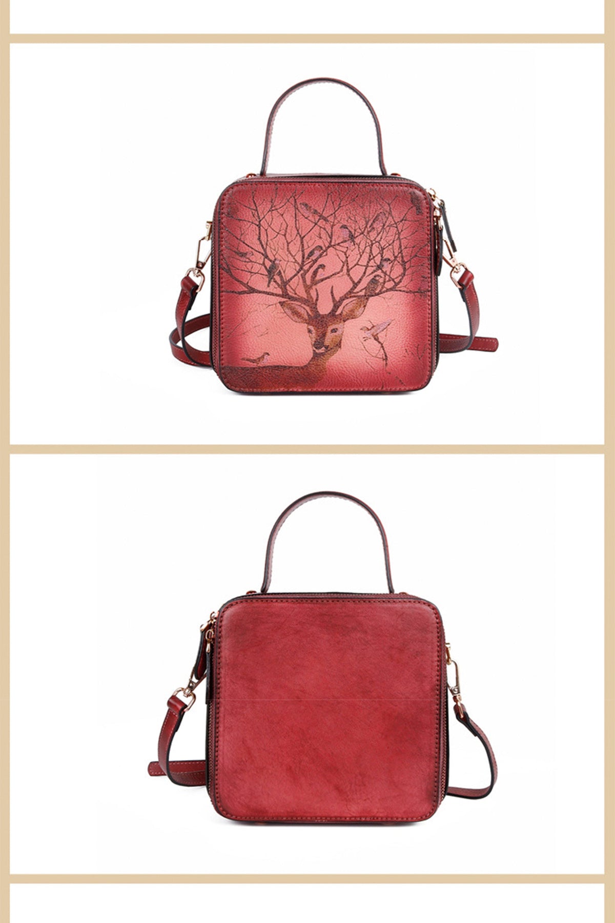 Deer Real Leather Crossbody Handbags HB1064