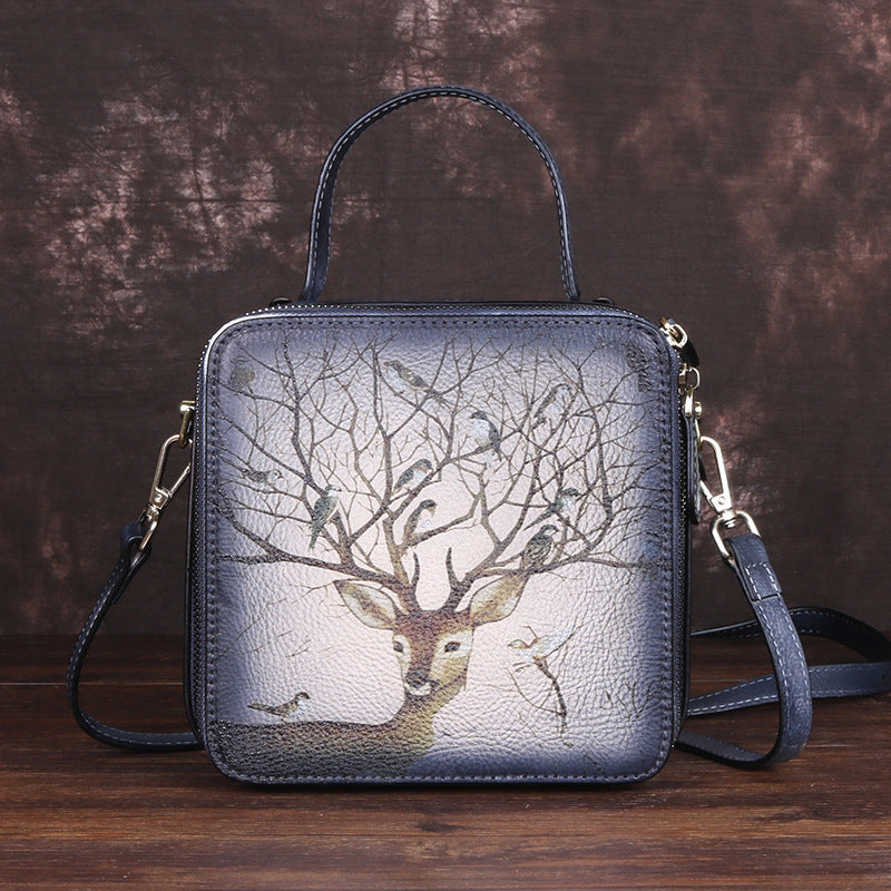 Deer Real Leather Crossbody Handbags HB1064