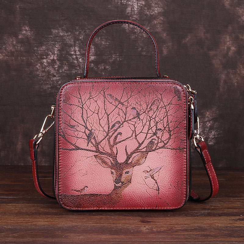 Deer Real Leather Crossbody Handbags HB1064