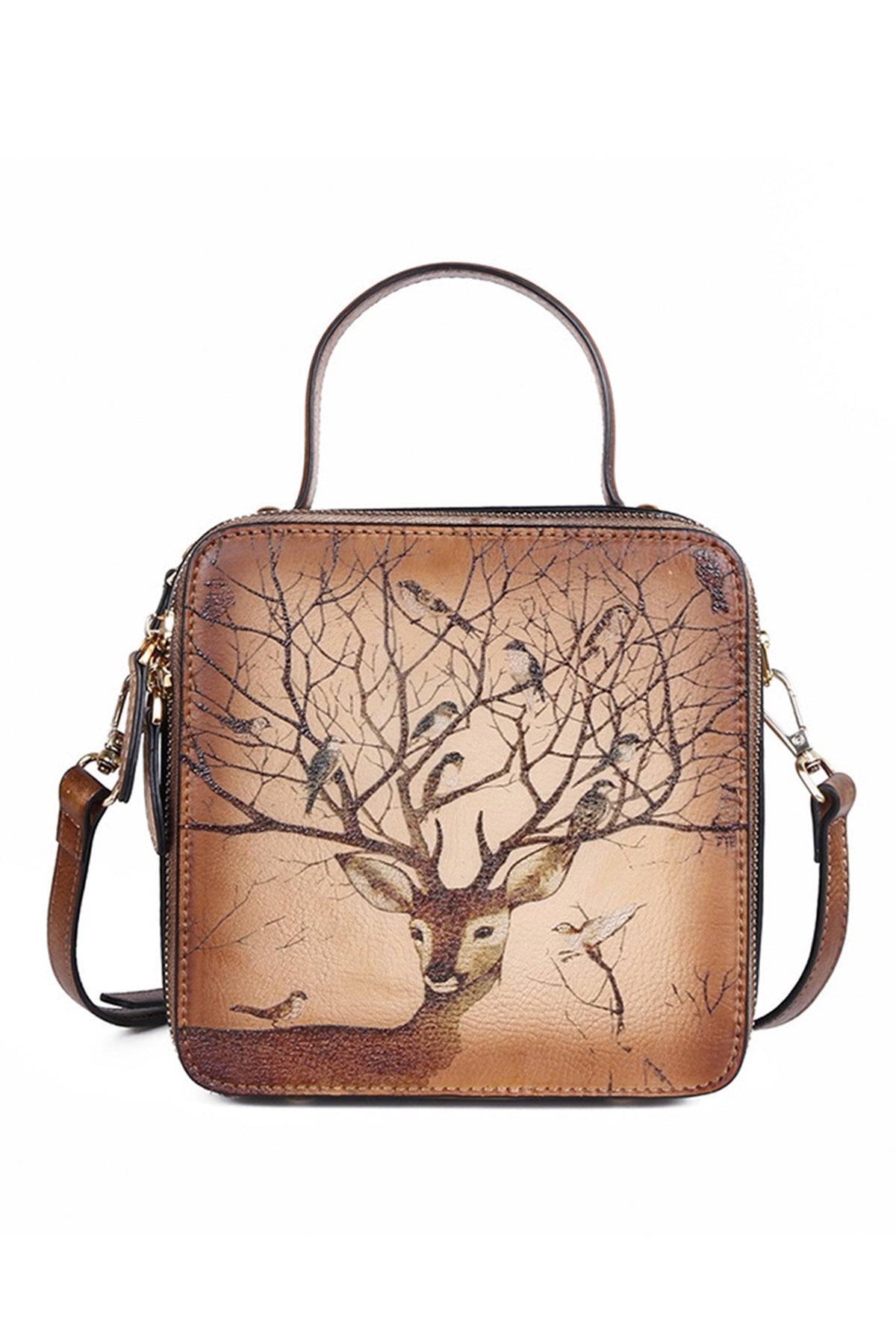 Deer Real Leather Crossbody Handbags HB1064