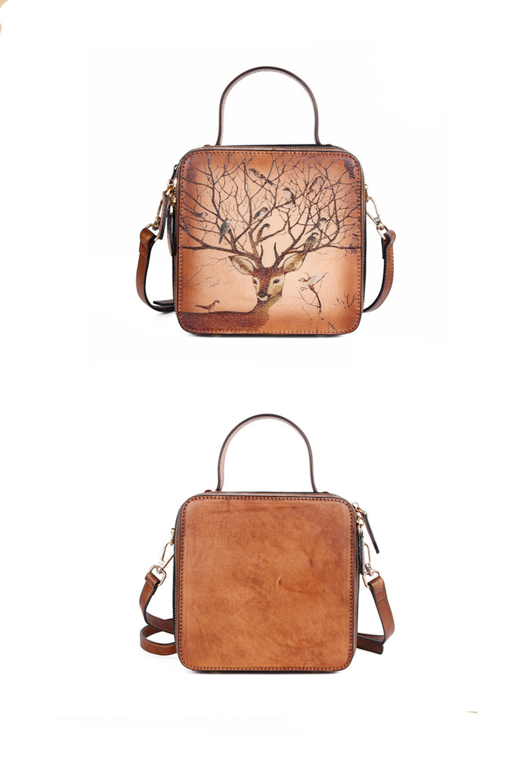Deer Real Leather Crossbody Handbags HB1064