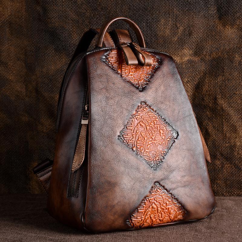 Diamond Real Leather Backpack HB1073