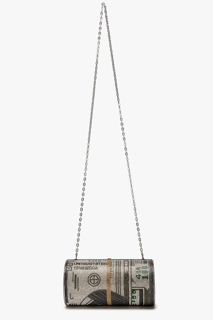 Dollar Cylinder Rhinestone Handbags HB1114