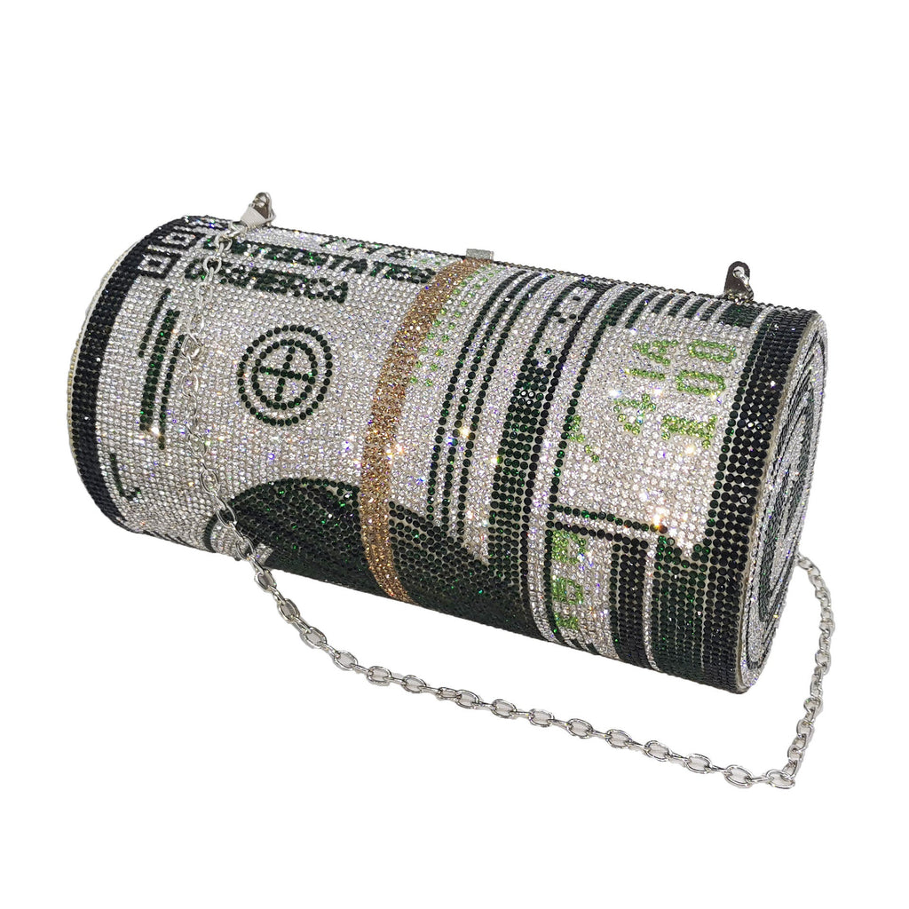 Dollar Cylinder Rhinestone Handbags HB1114
