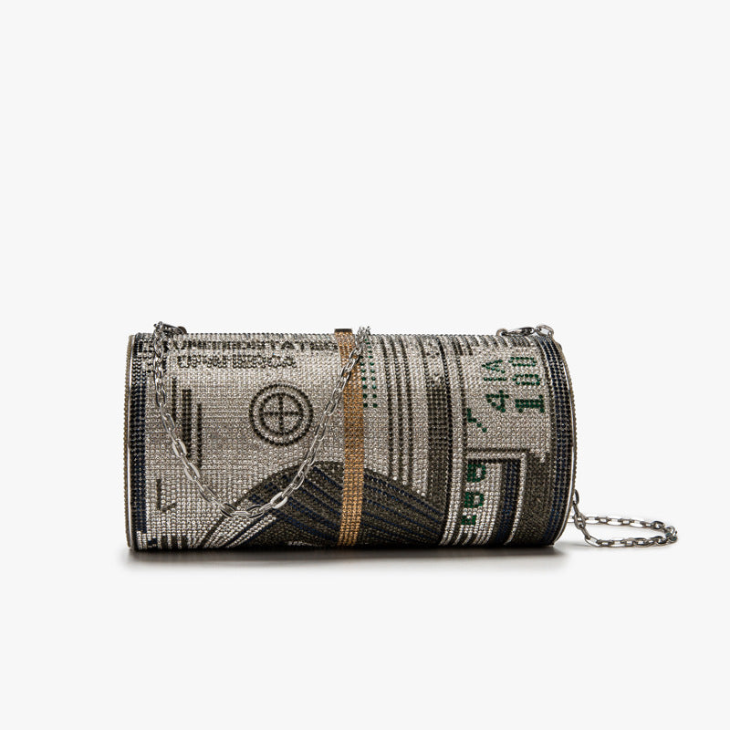 Dollar Cylinder Rhinestone Handbags HB1114