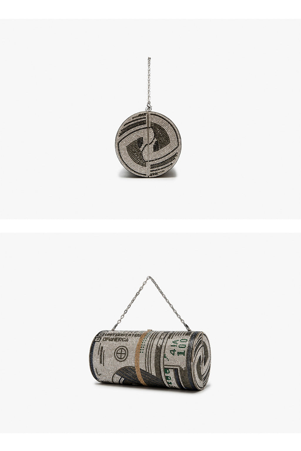 Dollar Cylinder Rhinestone Handbags HB1114