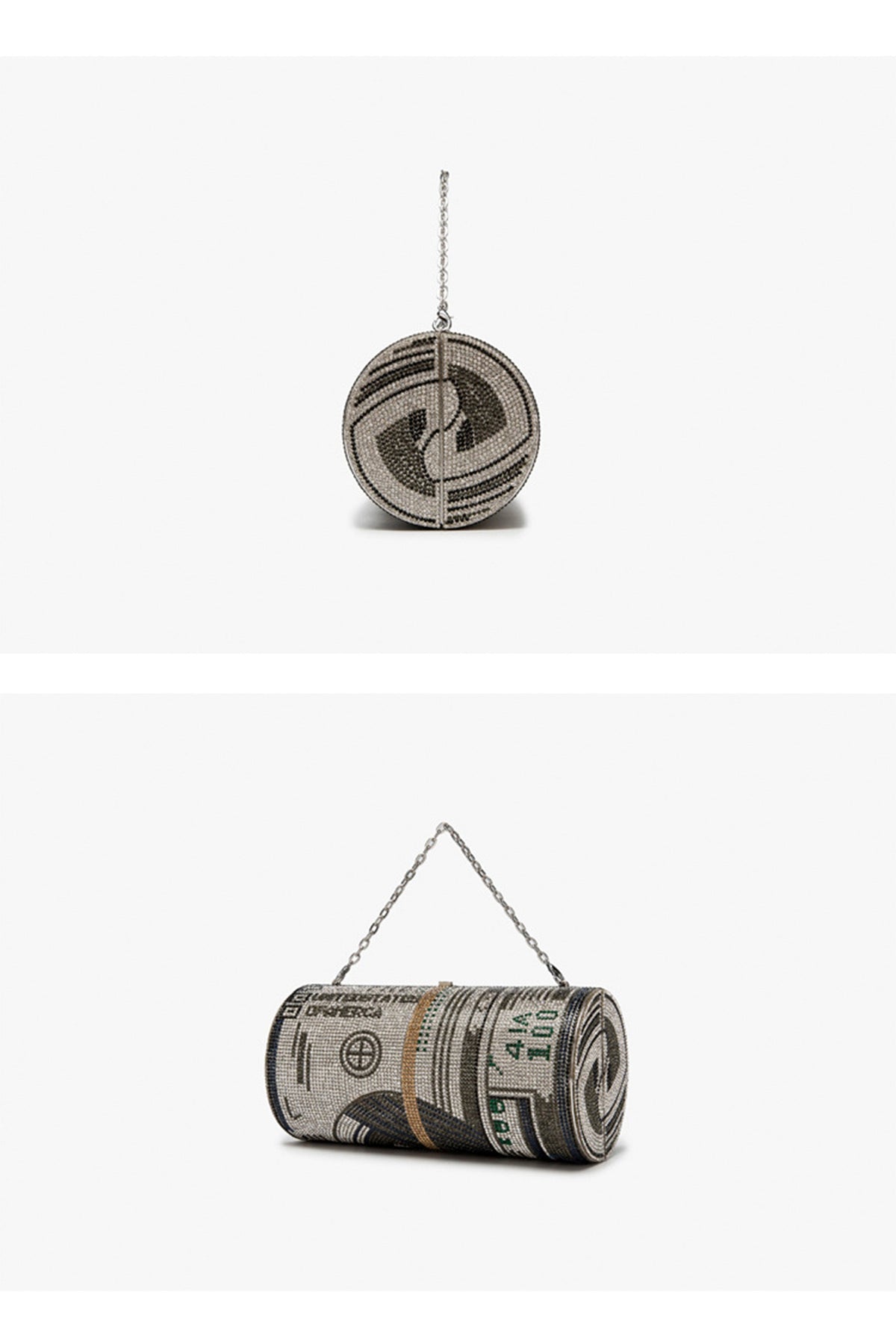 Dollar Cylinder Rhinestone Handbags HB1114